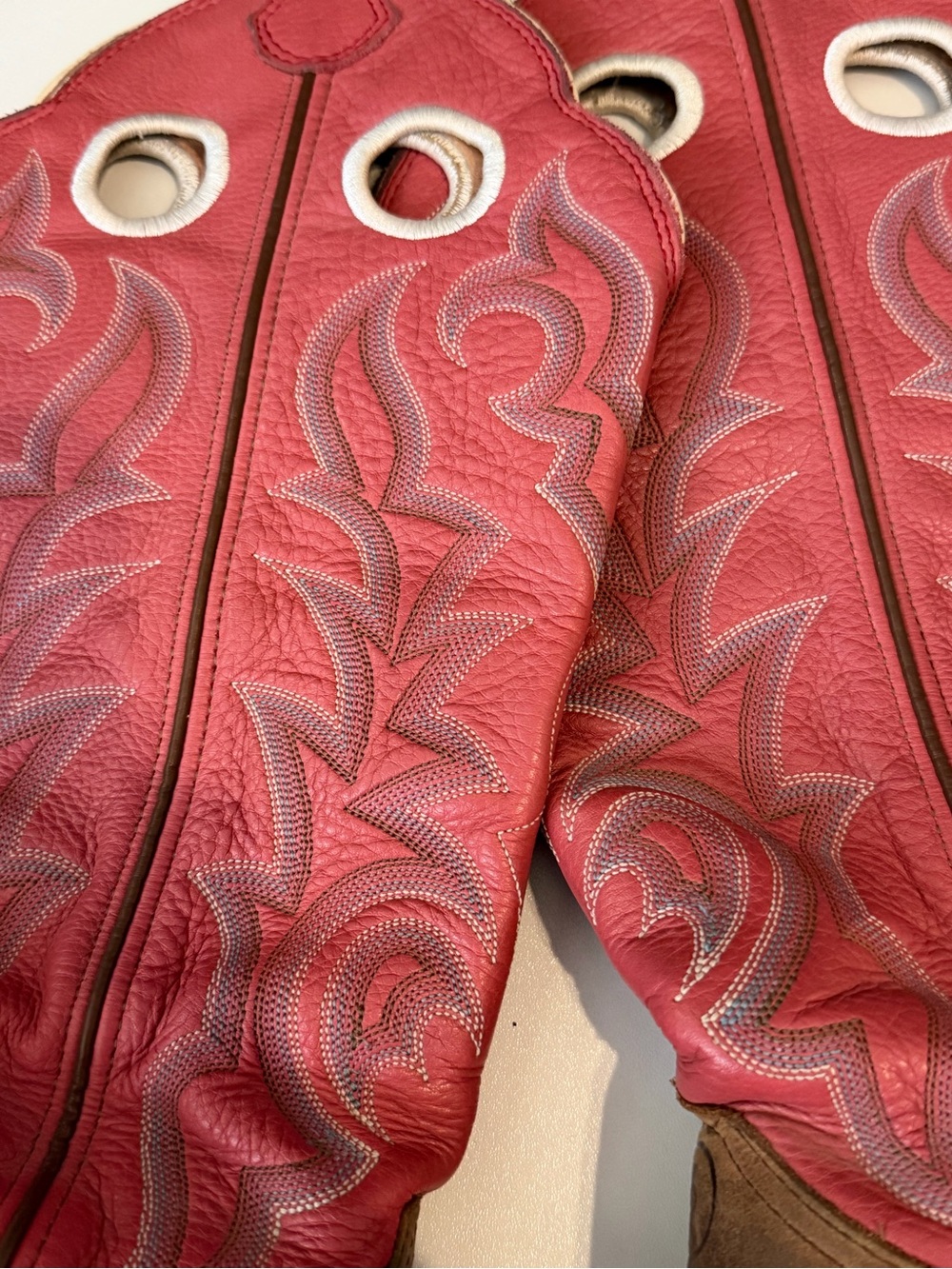 Tony Lama Pink Embroidered Leather Cowboy Boots Women’s Size 7C Wide - Picture 5 of 9